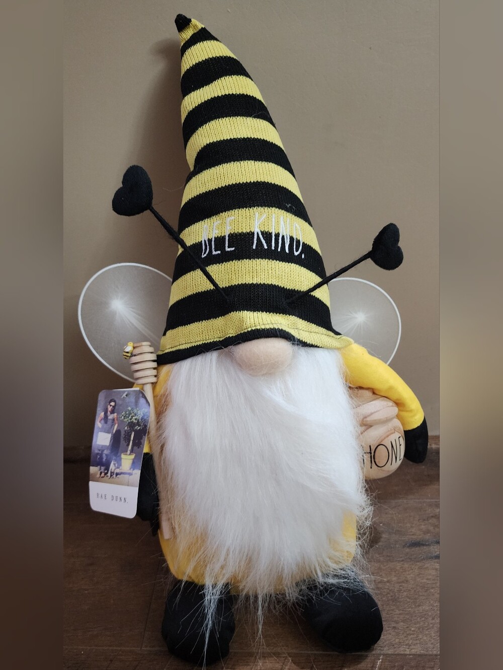 NWT Rae Dunn “Bee Kind” Gnome with Honey Jar and Dipper